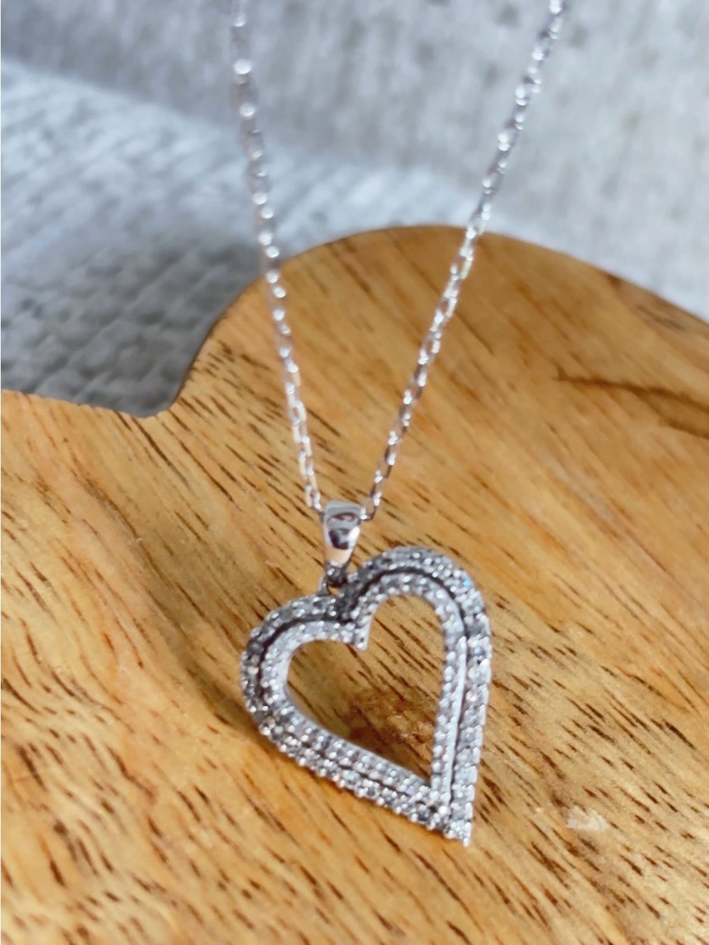 Delicate Diamond Heart Necklace in 10k White Gold